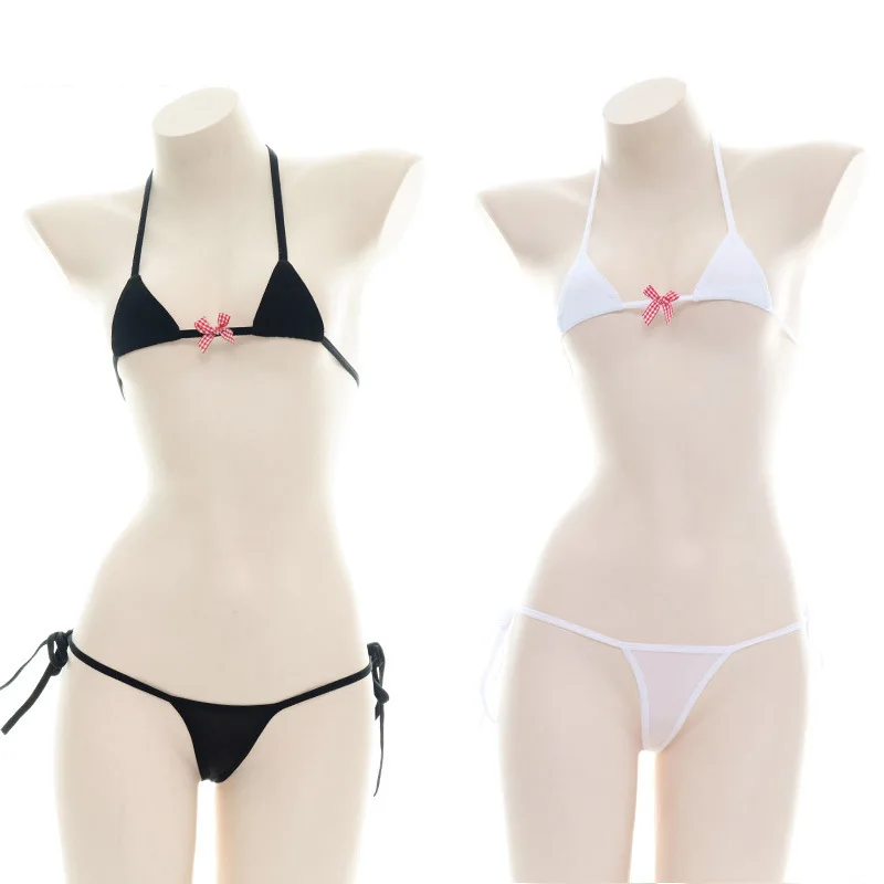 Halloween new sexy lingerie mini bikini adult role-playing erotic costume anime black and white bra women's lingerie set